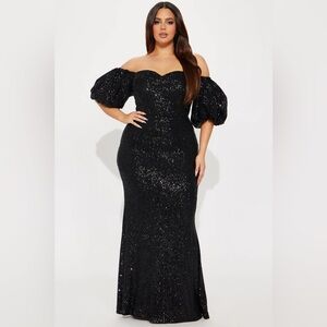 Fashion Nova Shimmering Black Sequin Maxi Dress